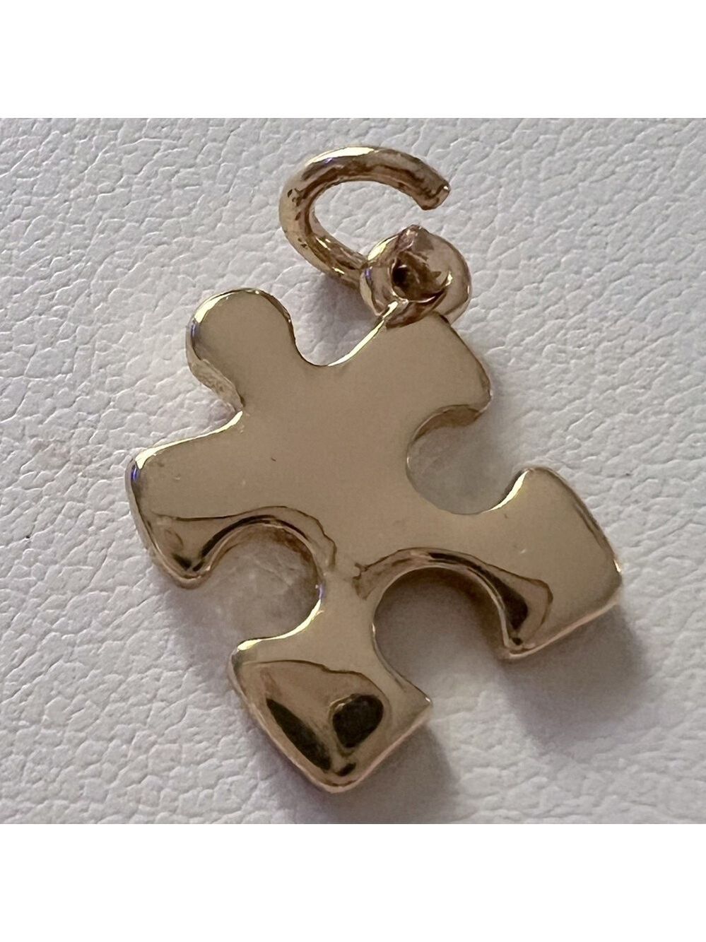 GOLD AUTISM PUZZLE PIECE CHARM - Picture 2 of 4